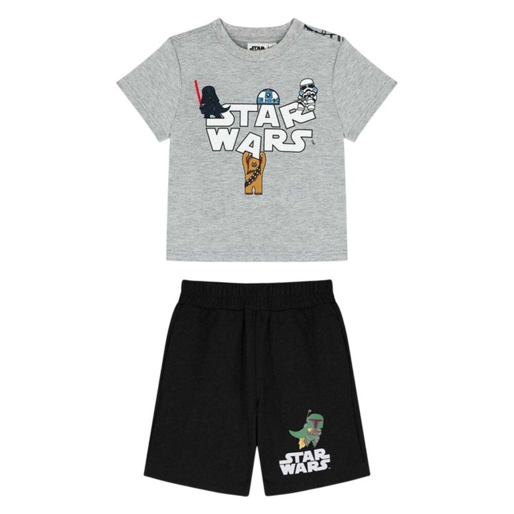 Star Wars Childrens/Kids Logo Printed Top & Bottom Set / Gray/Black